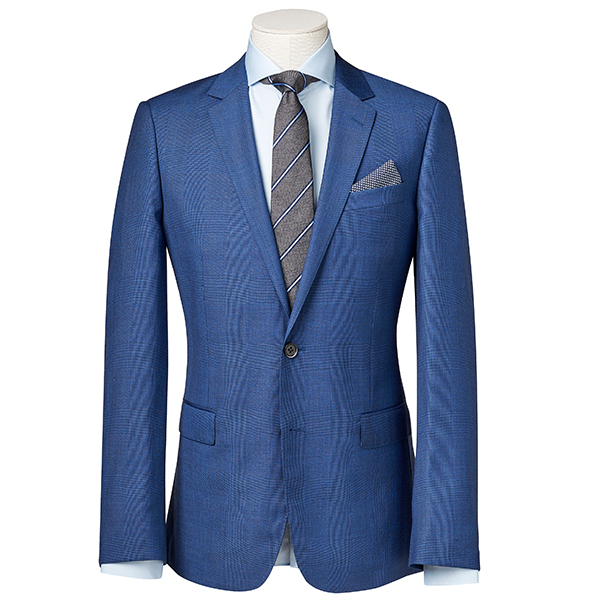 Man Wool Suit Blue Check